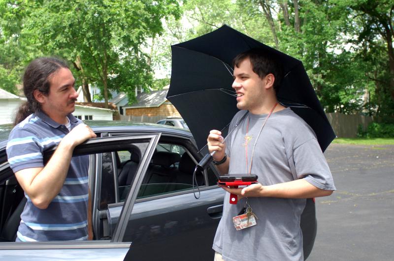 jeff and matt with prototype having discussion